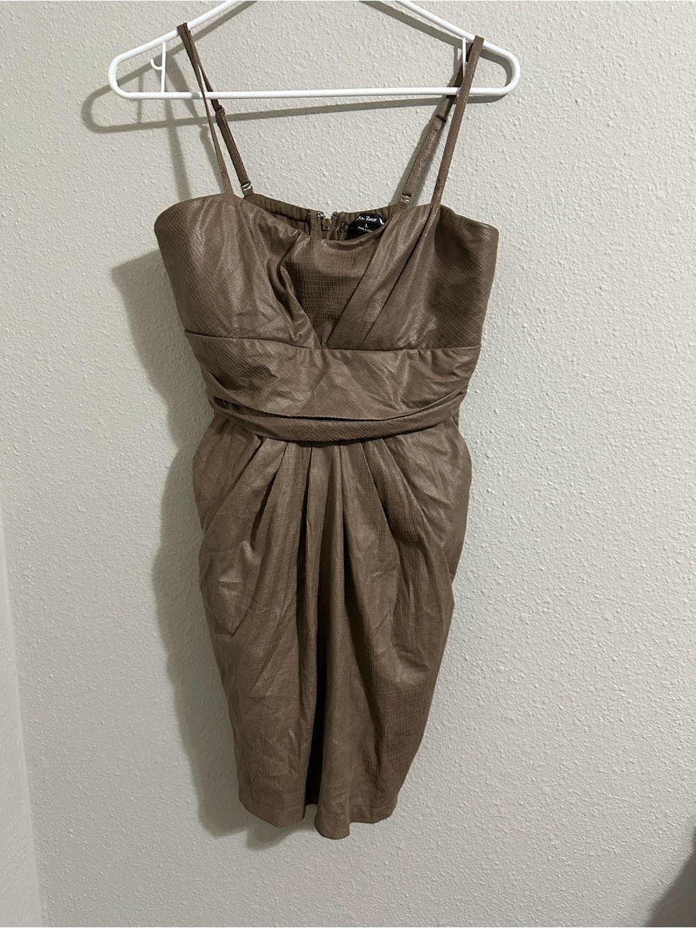 Double Zero Brown Strapless-Style Mini Dress with Pleated Skirt